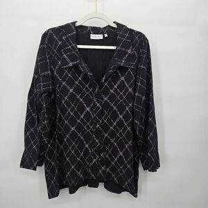 Habitat Clothes To Live In Button Down Shirt Size XL Pockets Textured Black Purp